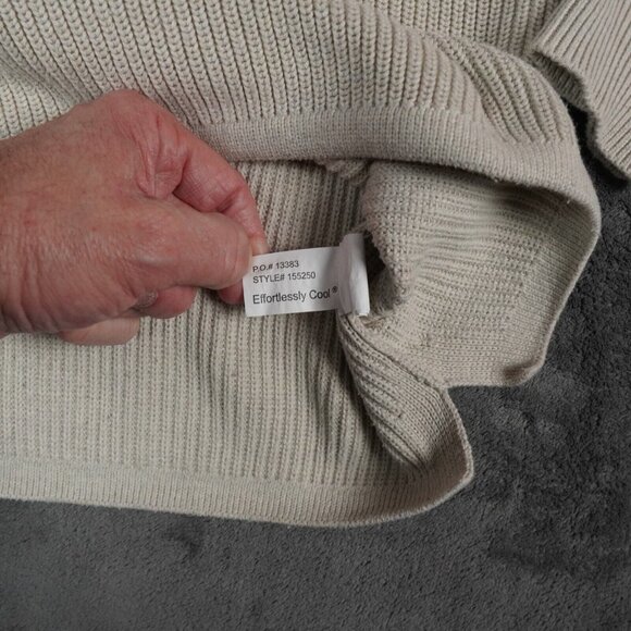 Carbon 2 Cobalt Men's Large Oatmeal Beige Quarter 1/4 Zip Cowl Ribbed Fisherman - Picture 6 of 8